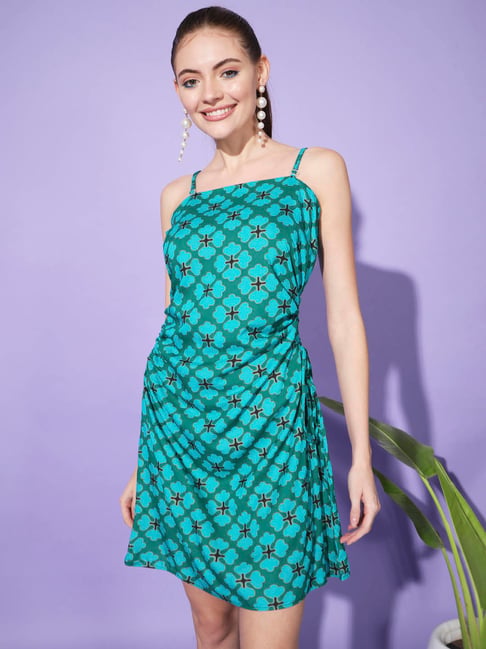Cation Green Floral Print Skater Dress