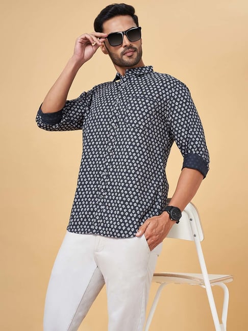 Byford by Pantaloons Dark Grey Slim Fit Printed Shirt-picture-47