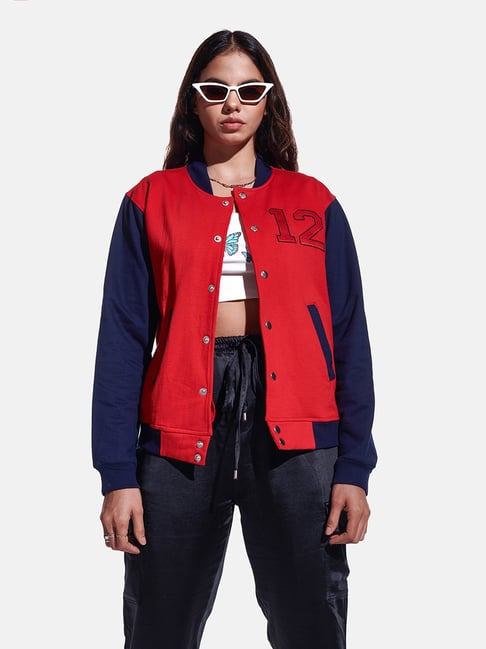 Color block varsity on sale jacket