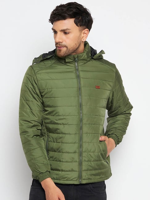 Duke Olive Regular Fit Quilted Hooded Jacket-picture-18