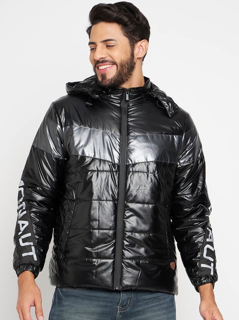 Duke Black Regular Fit Self Pattern Hooded Jacket-picture-41