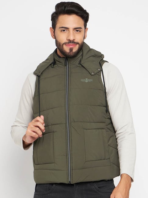Duke Olive Slim Fit Quilted Hooded Jacket-picture-24
