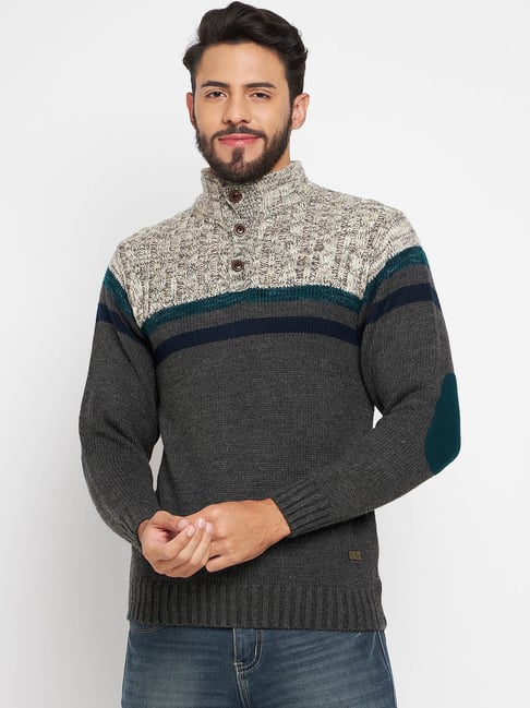 Grey color block sweater best sale