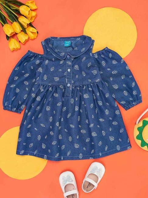 YU by Pantaloons Kids Blue Cotton Printed Dress