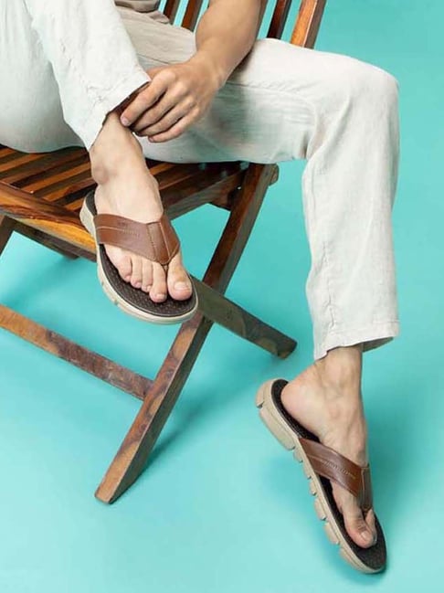 Fausto Men's Tan Thong Sandals