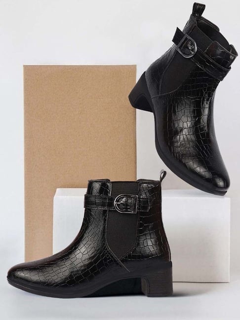 Buy Fausto Women's Black Chelsea Boots for Women at Best Price