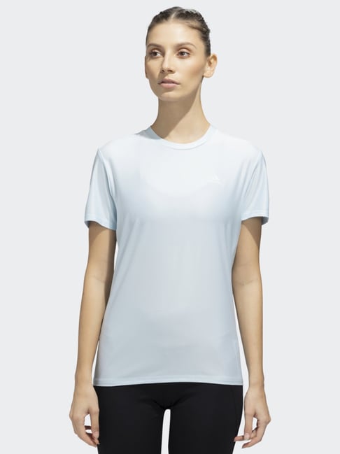 adidas Blue Self Pattern Sports T-Shirt-picture-17