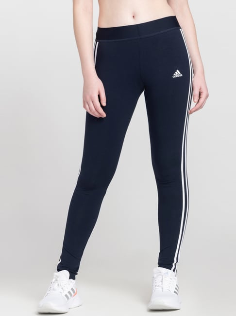adidas Blue Cotton Striped Sports Track Pants-image-44