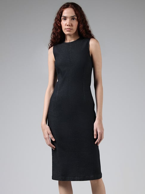 Amazon.com: Short Sleeve Bodycon Denim Dresses for Women Solid Color V Neck  Dress Irregular Slit Midi Sheath Dress with Pockets : Clothing, Shoes &  Jewelry