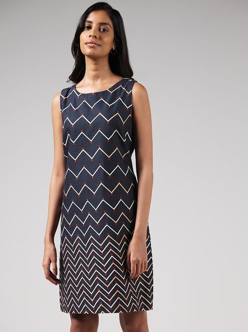 Buy Bombay Paisley Maroon Mix Geometric Printed Tiered Dress from Westside