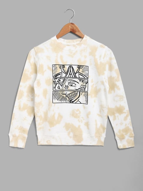 Y&F Kids by Westside Cream Tie Dye Graphic Printed Sweatshirt