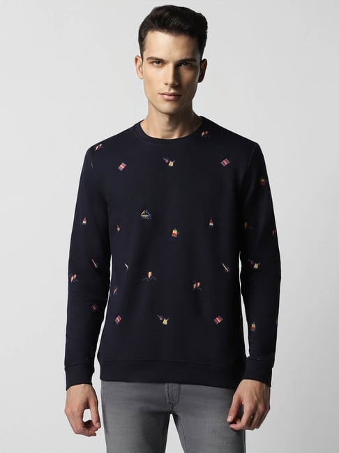 Van Heusen Denim Labs Navy Blue Regular Fit Printed Sweatshirt-picture-32