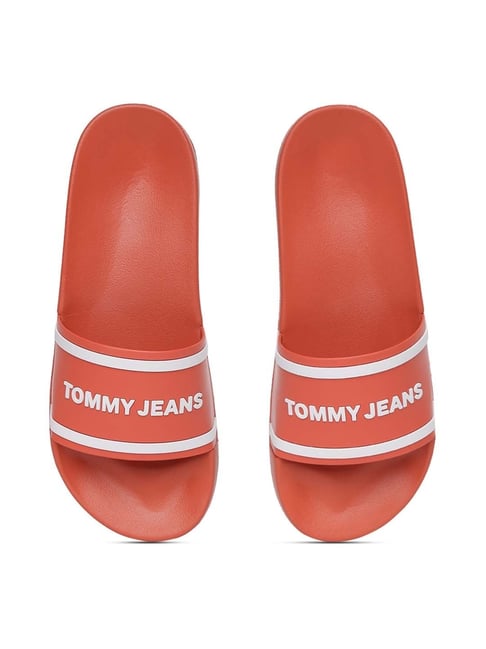 Buy Tommy Hilfiger Men s Burnt Vermillion Slides for Men at Best