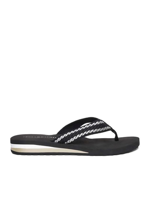 Tommy hilfiger women's black flip 2024 flops