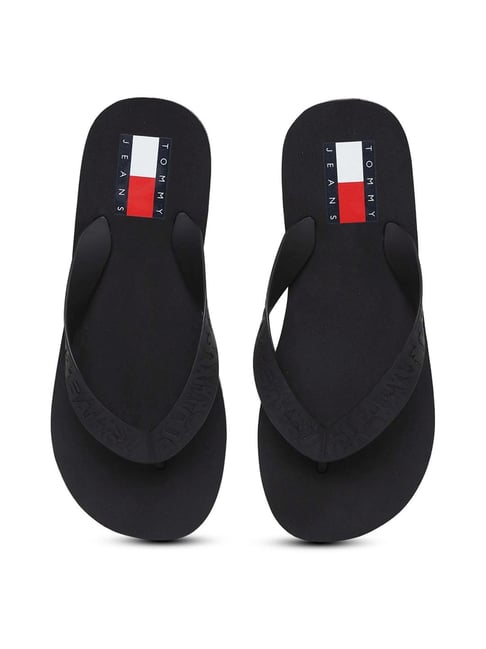 Tommy hilfiger women's black 2024 flip flops