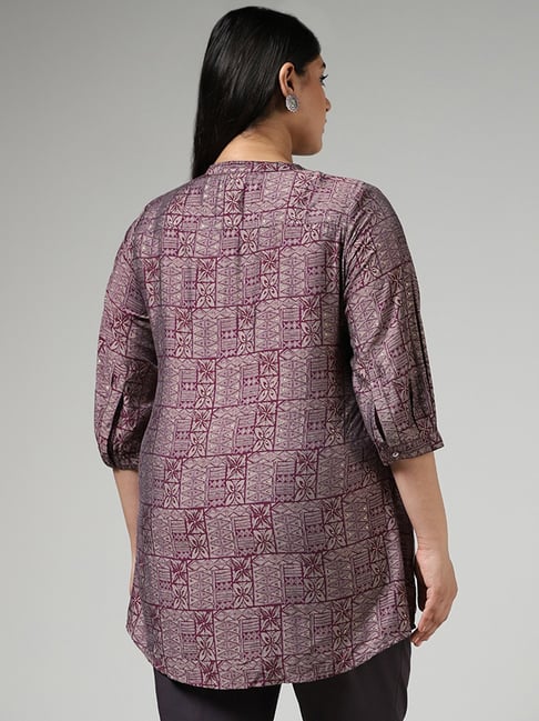 Diza by Westside Purple Geometric Patchprinted Kurti