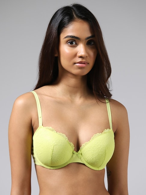 Wasteheart For Women Fashion Yellow Lace Padded Bras One-Piece
