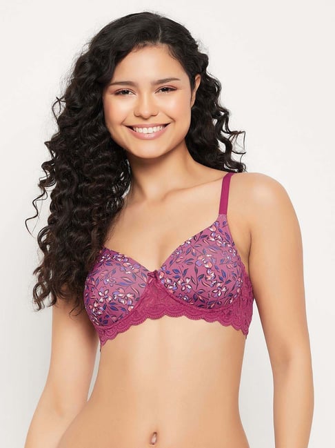 Clovia Pink Floral Print T-Shirt Bra-picture-37