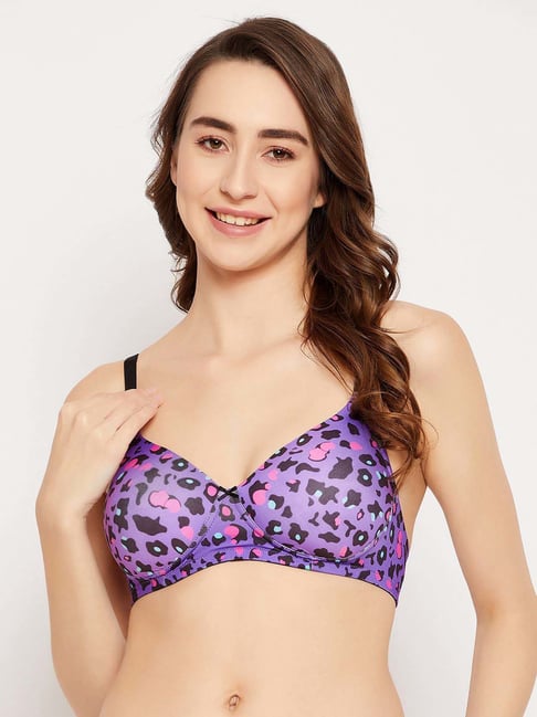 Clovia Purple T-Shirt Bra With Transparent Strap