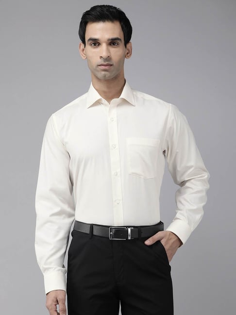 Van Heusen Beige Cotton Regular Fit Texture Shirt-picture-40