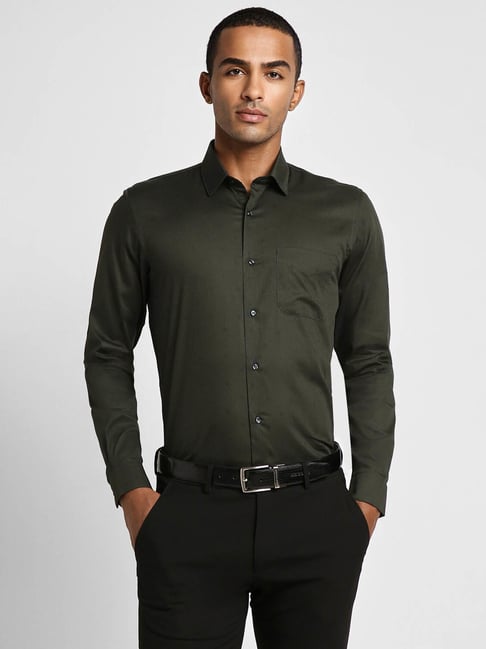 Peter England Green Cotton Slim Fit Shirt-picture-20