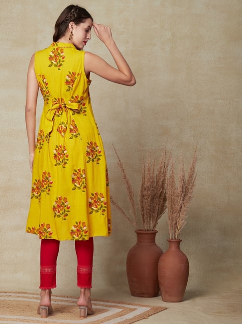 Buy Women Yellow Floral Printed Kurta, 3XL at Amazon.in