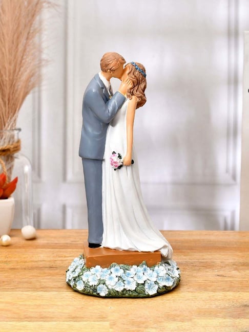 Tayhaa Blue & White Ceramic Eternal Love Wedding Couple Showpiece-picture-26
