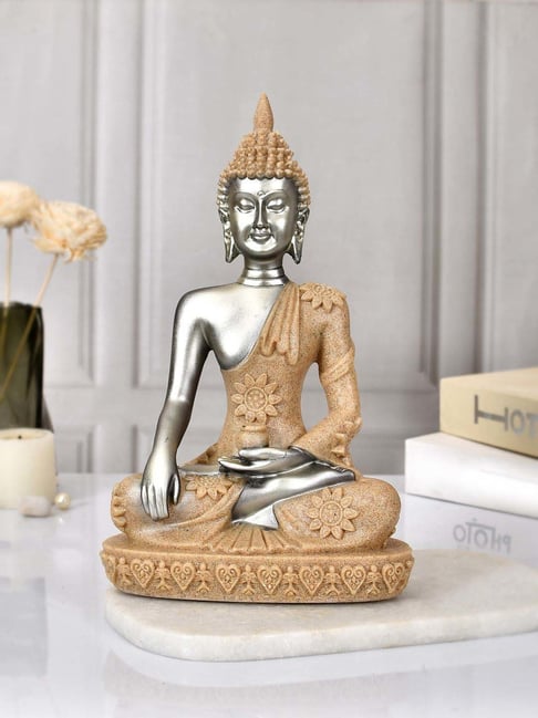 Tayhaa Silver Resin Meditative Serenity Buddha Idol-picture-46