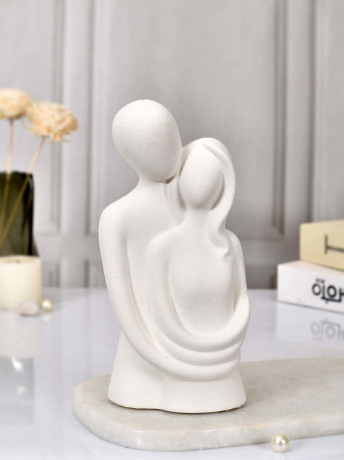Tayhaa White Ceramic Matte Eternal Love Statue Art Pieces-picture-48