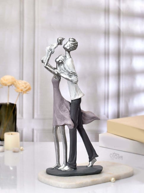 Tayhaa Silver Resin Metallic Finish Family Love Showpiece.-picture-12