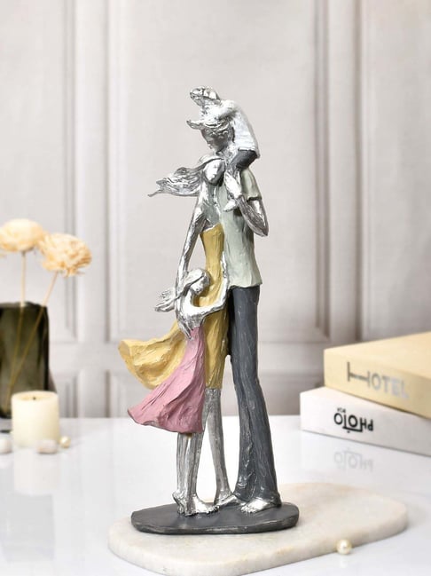 Tayhaa Silver Resin Metallic Finish Family Love Showpiece-picture-31