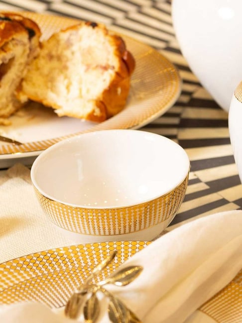 Home4U Color Bordered Gold Ceramic Aura Bowl (250 ml)-picture-35