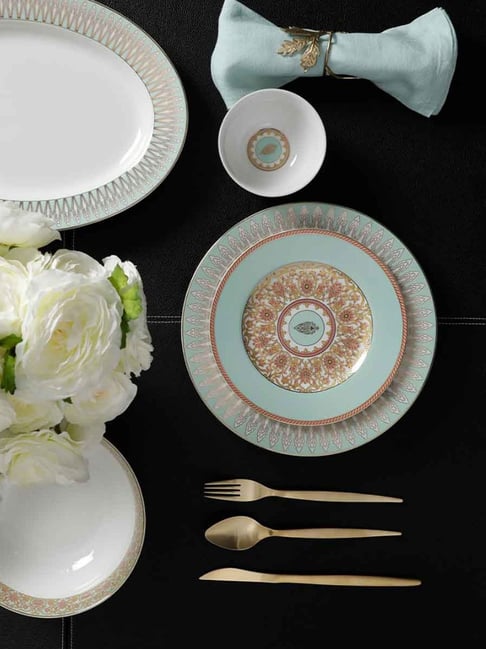 Home4U Amber Oval Color Bordered Multicolor Porcelain Platter-picture-23