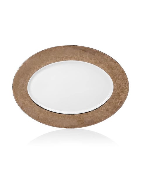 Home4U Taamba Oval Color Bordered Multicolor Fine Bone China Platter-picture-44