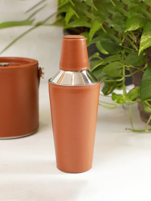 Home4U Brown Stainless Steel Cocktail Shaker With Cornflake Sheath