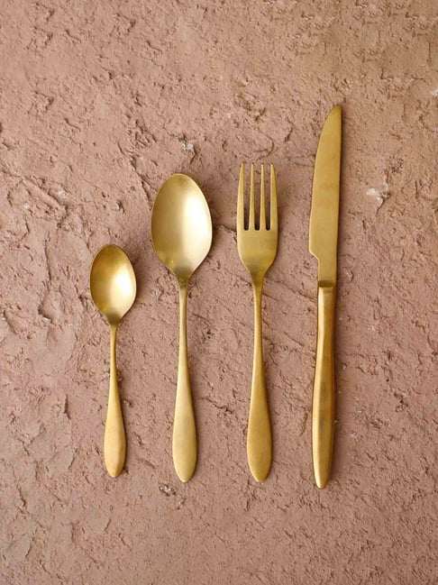 Home4U Elio Gold Stainless Steel Dinner Fork (6 Pcs)