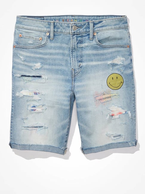 Buy American Eagle Outfitters Light Blue Distressed Denim Shorts for Mens Online Tata CLiQ