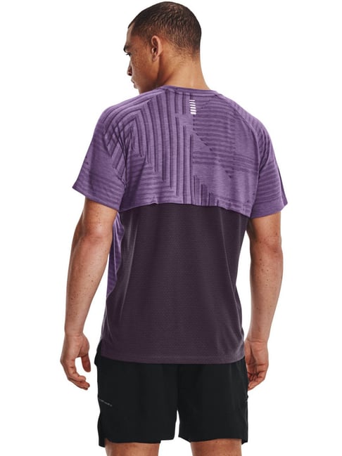 Under Armour Purple Slim Fit Self Pattern Sports T-Shirt
