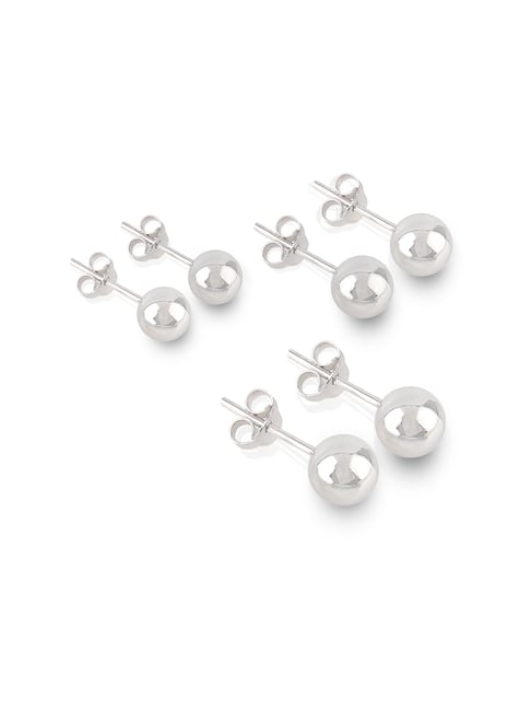 Sterling Silver 3-Ball, 3.0mm, Post Earring with Ring with Anti-Tarnish  Finish (2 Pieces) - Artbeads.com