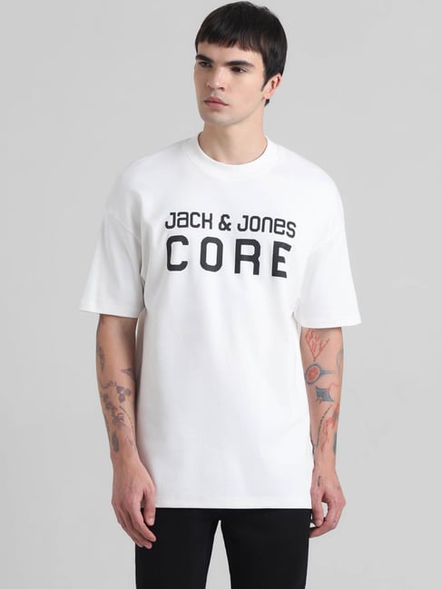Produkt By Jack Jones Cloud Dancer Cotton Boxy Fit Printed T-Shirt