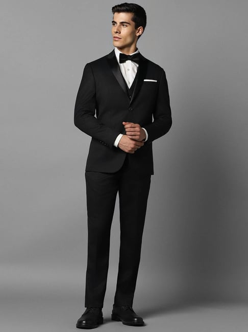 Buy Louis Philippe Black Slim Fit Three Piece Suit for Mens Online