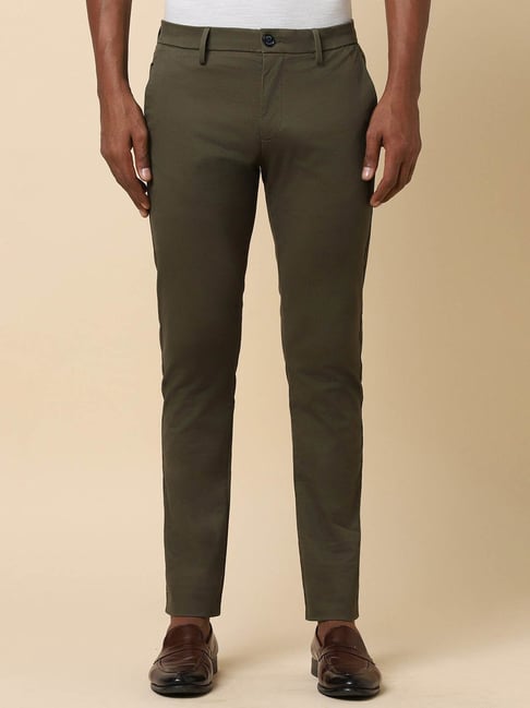 Buy Allen Solly Beige Cotton Slim Fit Texture Trousers for Mens Online @  Tata CLiQ