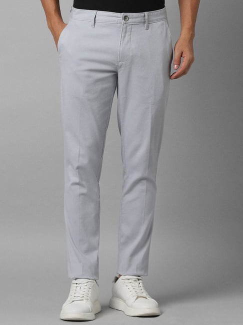 Buy Louis Philippe Men Grey Striped Slim Fit Trousers - Trousers for Men  18745422 | Myntra