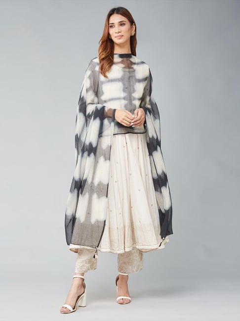 Fabindia Black & White Printed Dupatta-picture-33