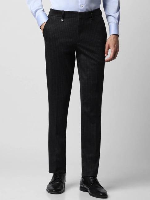 V Dot Black Skinny Fit Checks Trousers-picture-20