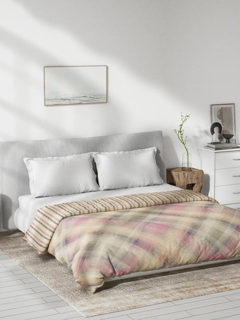 DDecor Checks Purple 150 TC Cotton Queen Reversible Dohar-picture-31