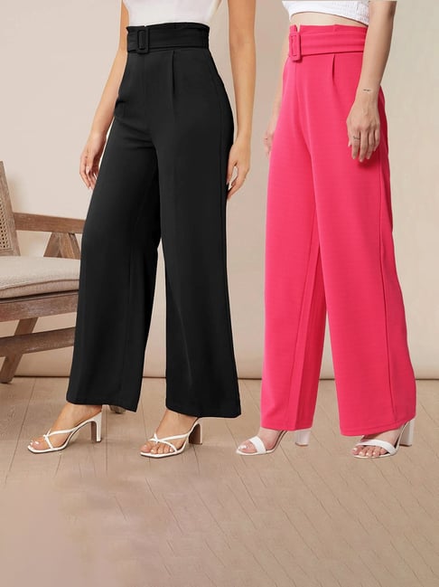 Buy Pink Trousers & Pants for Women by KOTTY Online