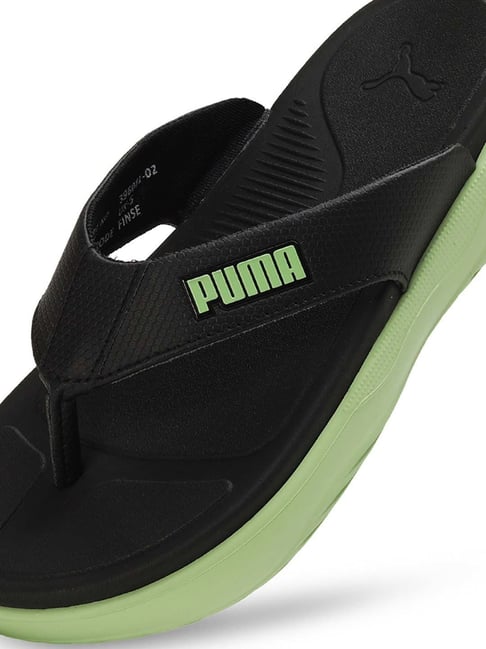 Puma Kids Softride Seave Black Green Flip Flops