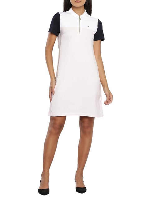 Tommy Hilfiger Light Pink Colour-Block Regular fit Dresses