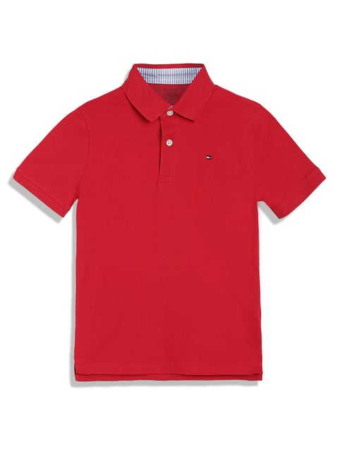 Buy Tommy Hilfiger Kids Red Solid Polo T-Shirt for Boys Clothing